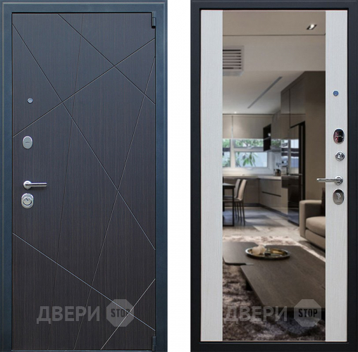 Входная металлическая Дверь АСД Вектор с зеркалом Лиственница белая