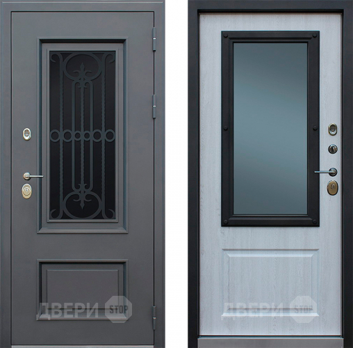 Входная металлическая Дверь АСД Аляска с окном и лазерной резкой