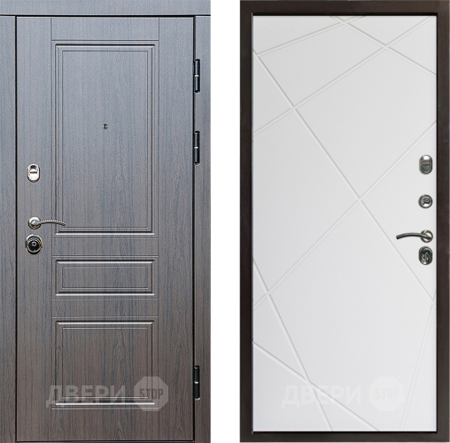 Входная металлическая Дверь Престиж Классика Венге Лучи Бетон белый