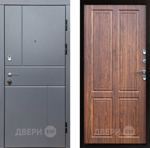 Входная металлическая Дверь Престиж Горизонт Грэй Премиум Орех светлый