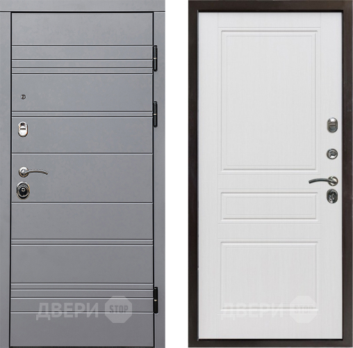 Входная металлическая Дверь Престиж Линия Грэй Классика Белое дерево