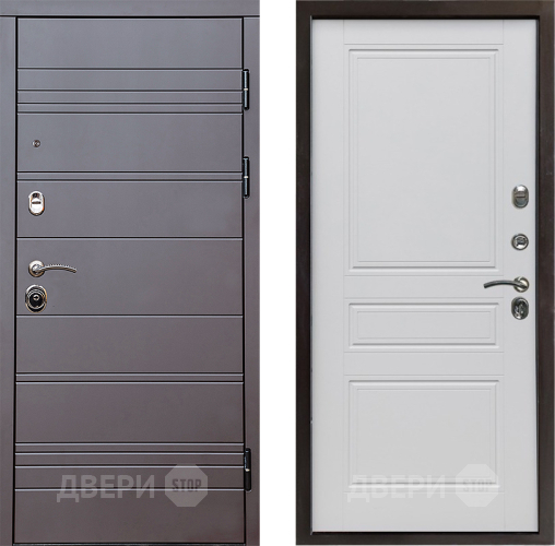 Входная металлическая Дверь Престиж Линия Браун Классика Белый матовый