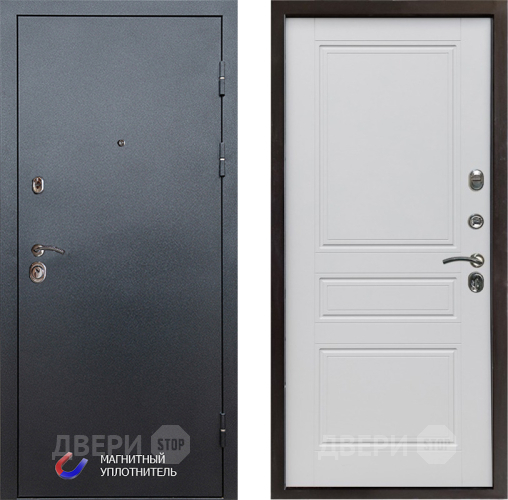 Входная металлическая Дверь Престиж Графит Классика Белый матовый