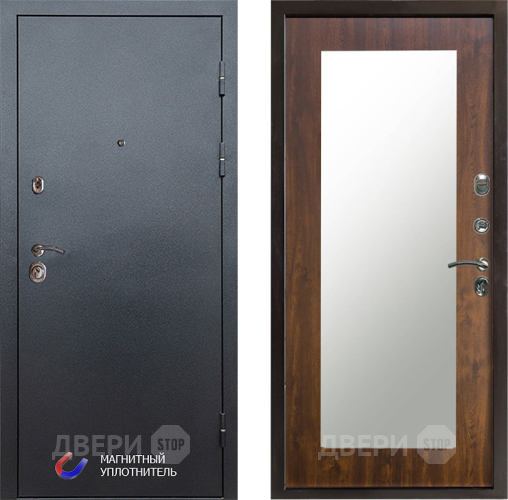 Входная металлическая Дверь Престиж Графит Зеркло Пастораль Дуб