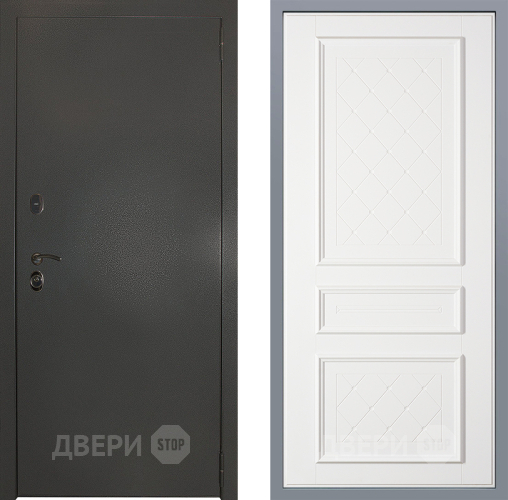 Дверь Заводские двери Эталон 3к антик серебро Урбино Белый софт