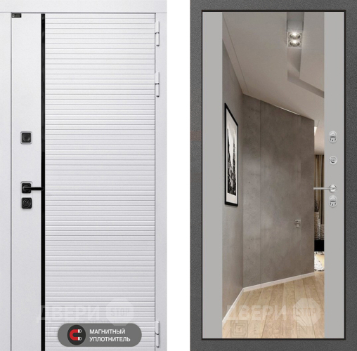 Входная металлическая Дверь Лабиринт (LABIRINT) Royal Зеркало Максимум Грей софт