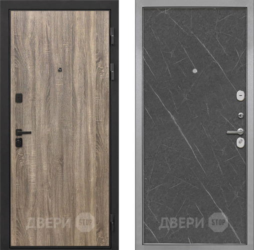 Входная металлическая Дверь Интекрон (INTECRON) Профит Black Дуб Турин Гладкая Гранит лава оникс