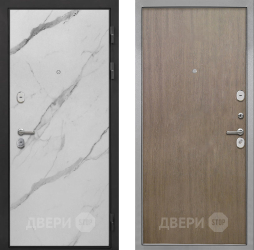 Входная металлическая Дверь Интекрон (INTECRON) Гектор Мрамор Арктик Гладкая шпон Венге коричневый