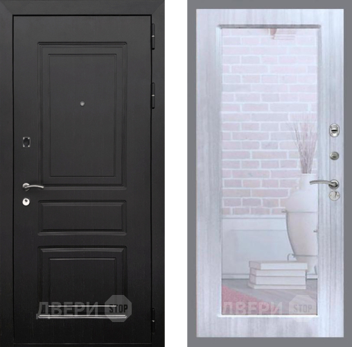 Входная металлическая Дверь Рекс (REX) 6 Венге Зеркало Пастораль Сандал белый