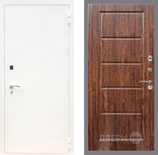 Входная металлическая Дверь Рекс (REX) 1А Белая шагрень FL-39 орех тисненый