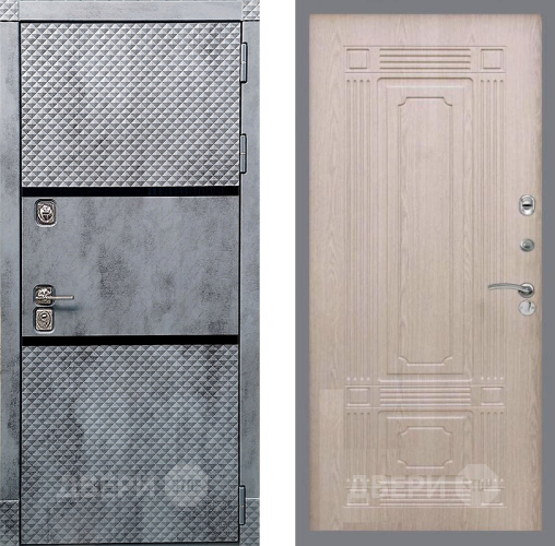 Входная металлическая Дверь Рекс (REX) 15 Бетон Темный FL-2 Беленый дуб