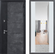 Дверь Дверной континент ДК-15 Бетон ТЕРМО ФЛЗ-1 Зеркало Белое дерево 960х2050 мм